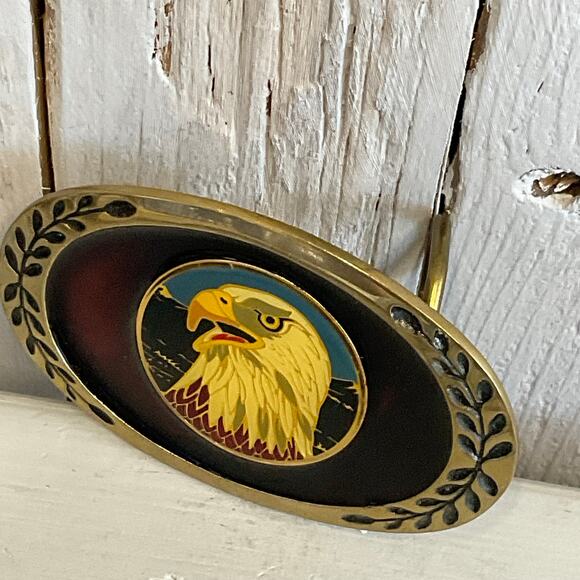 Vintage Heritage Buckles Bald Eagle Head Belt Buckle Brass Patriotic USA - Picture 4 of 8